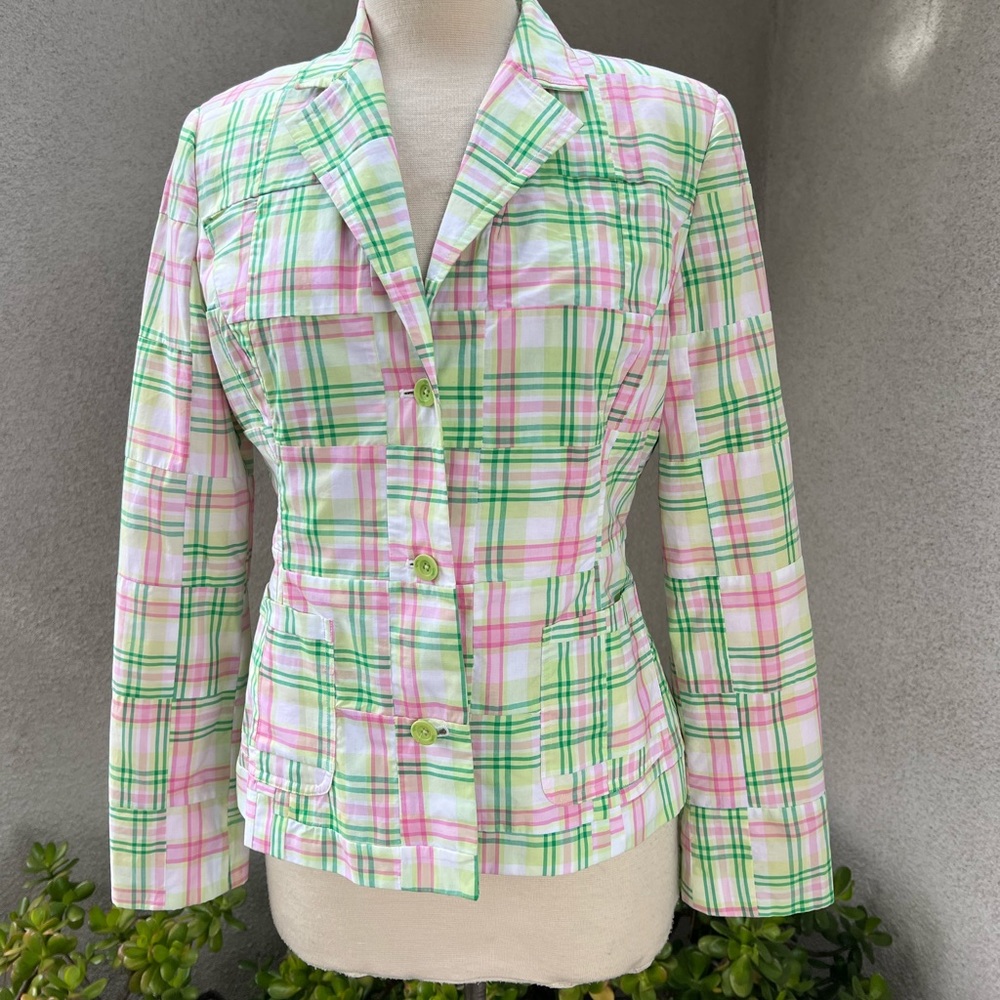 Vintage preppy bright pastels madras blazer jacket Sz 6 by Lilly Pulitzer